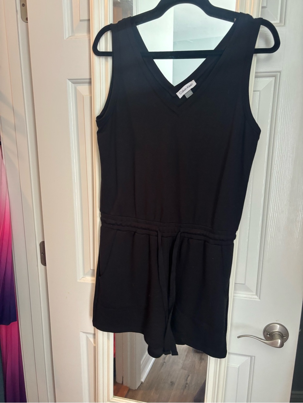 Calvin Klein Black V-Neck Sleeveless Jersey Romper